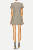 Flowering Girl Women Check Wool Mini Dress