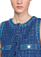 Flowering Girl Women Palmare Tweed mini Dress in blue