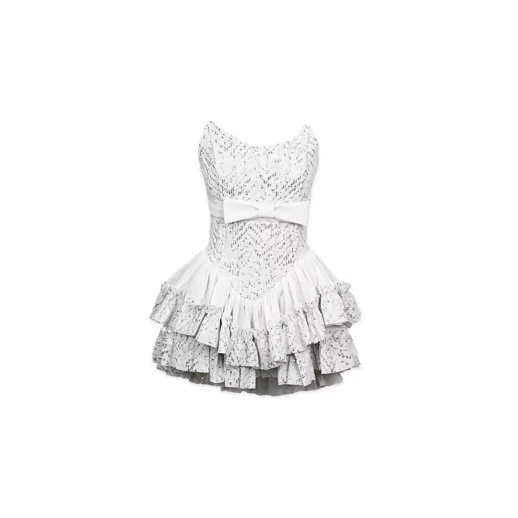 Syraza Strapless Sequin Bow Mini Dress