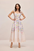 emily Floral printed Strap Corset Maxi Dress