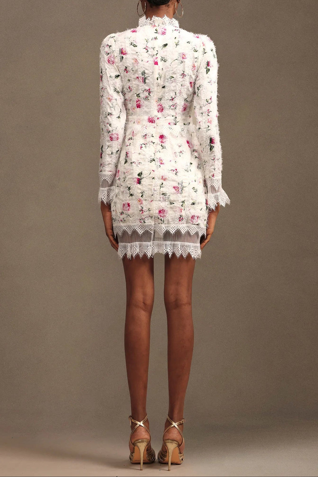 Flowering Girl Women Sebastiane Lace-Trim Long-Sleeve Floral Midi Dress In White