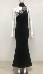 Flowering Girl Women Emily Diamond Flower Bandage Maxi Dress in Black