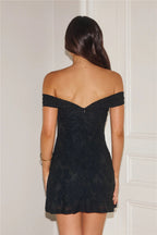 Flowering Girl Women Off Shoulder backless Mini Dress in Black