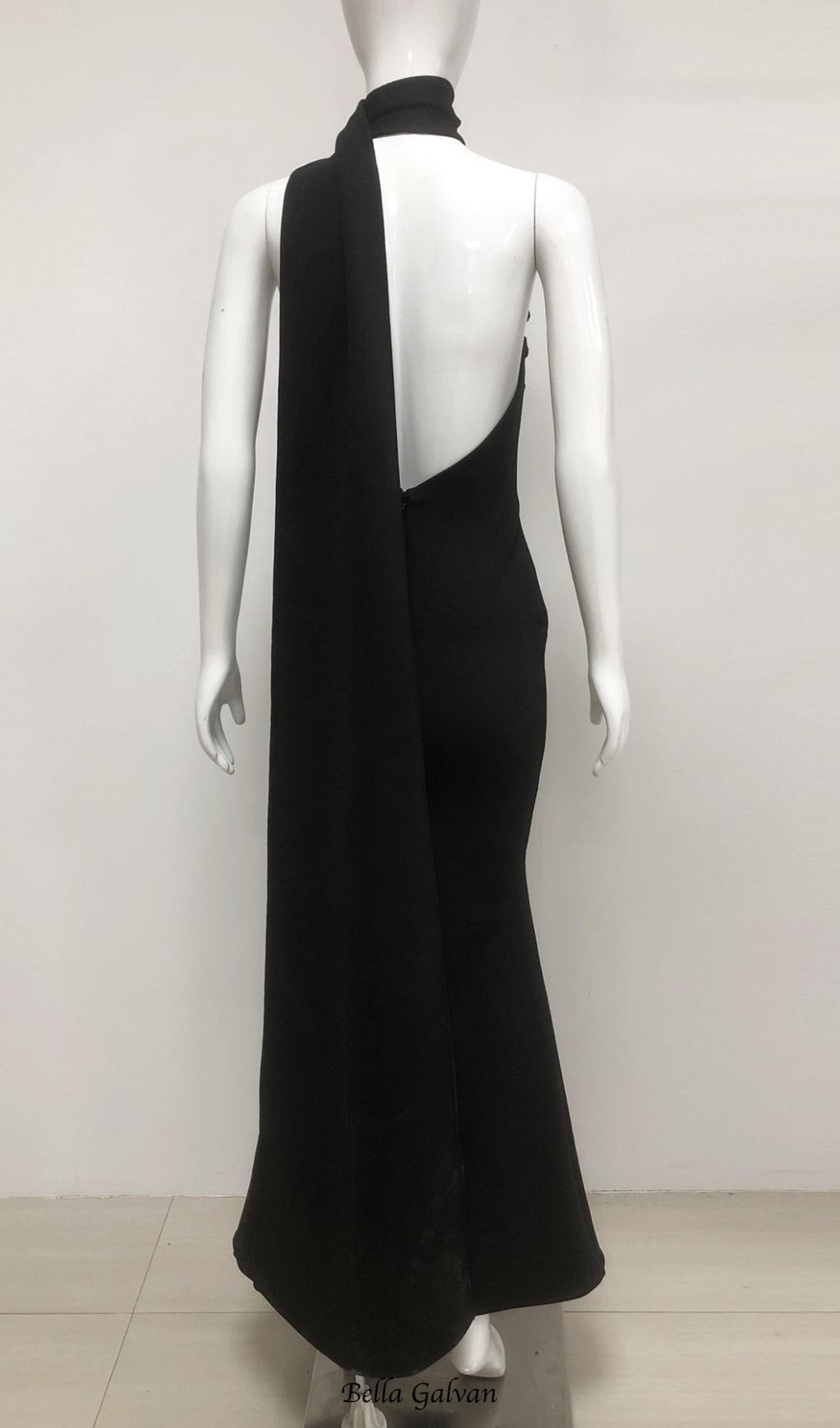Flowering Girl Women Emily Diamond Flower Bandage Maxi Dress in Black