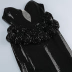 Flowering Girl Women vivien off-shoulder sequin prom maxi dress in black
