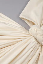Stephanie Cutout Waist Halter Maxi Dress In Beige
