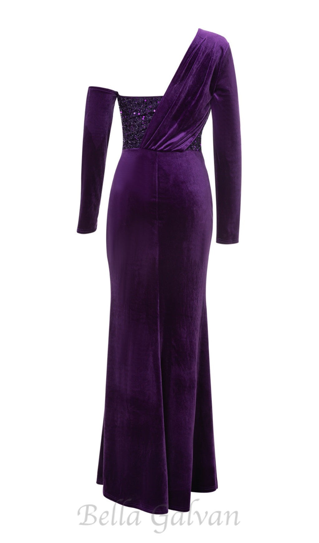 Flowering Girl Women CHOU PURPLE VELVET SEQUIN MAXI DRESS