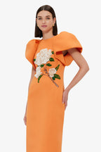 Flowering Girl Women Edwina Embellished Maxi Dress Hydrangea Print In Tangerine