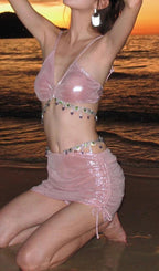 Flowering Girl Women Dulce Pink Crystal Three-Piece Swimsuit