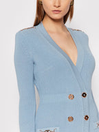 Flowering Girl Women Caroline Knit Metal Bottom Mini Dress In Blue