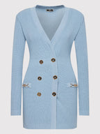 Flowering Girl Women Caroline Knit Metal Bottom Mini Dress In Blue