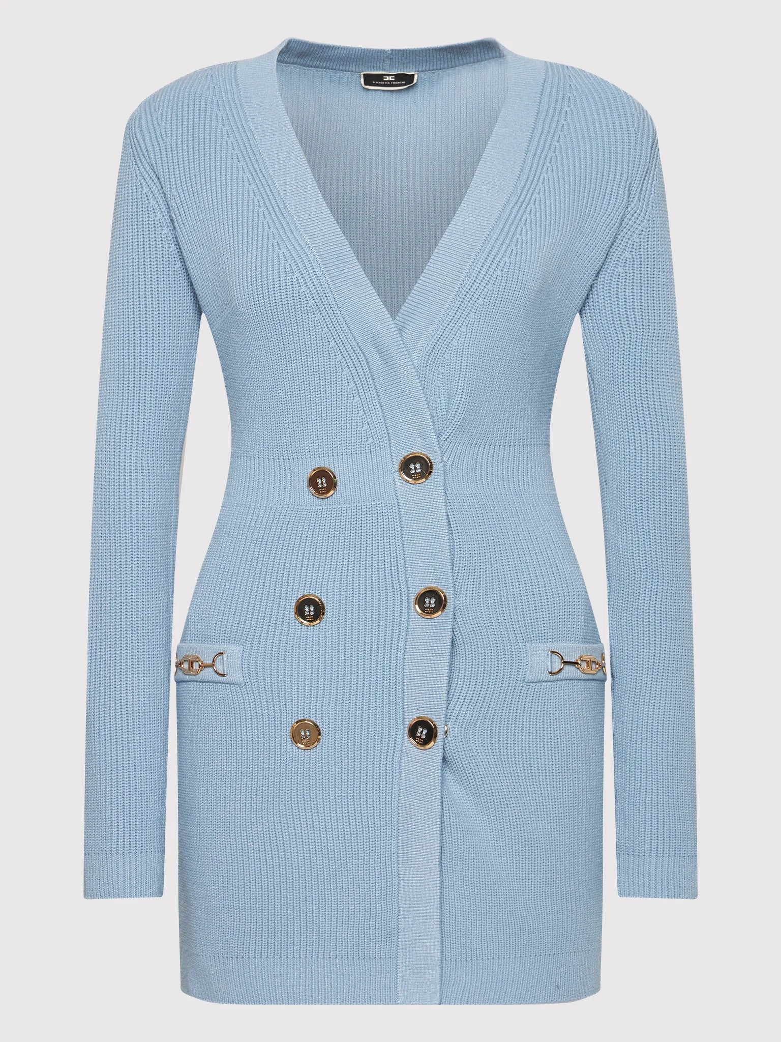 Flowering Girl Women Caroline Knit Metal Bottom Mini Dress In Blue