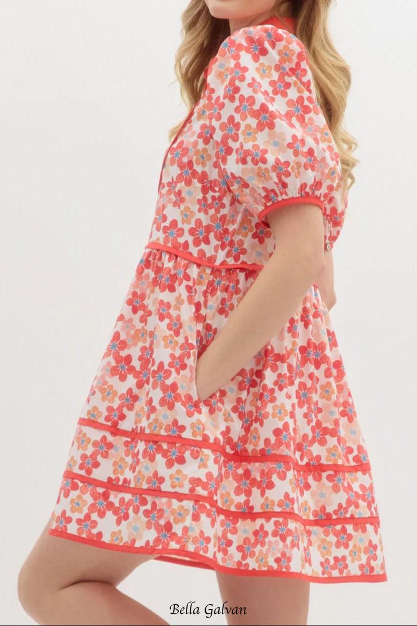 Floral Print Collared Mini Dress