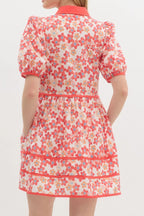 Floral Print Collared Mini Dress