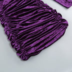 Flowering Girl Women Purple V Neck Ruched Velvet Mini Dress