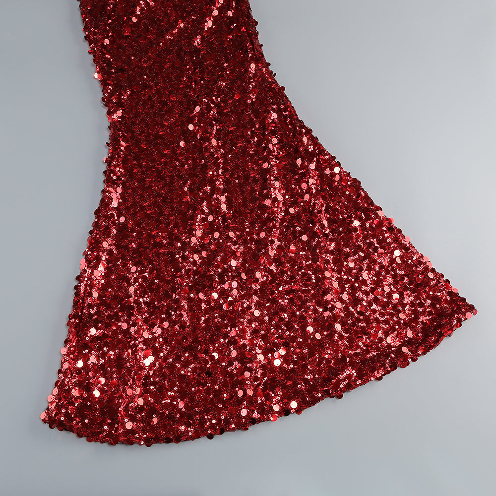 Flowering Girl Women Sleeveless Sequin Maxi Dress In Red