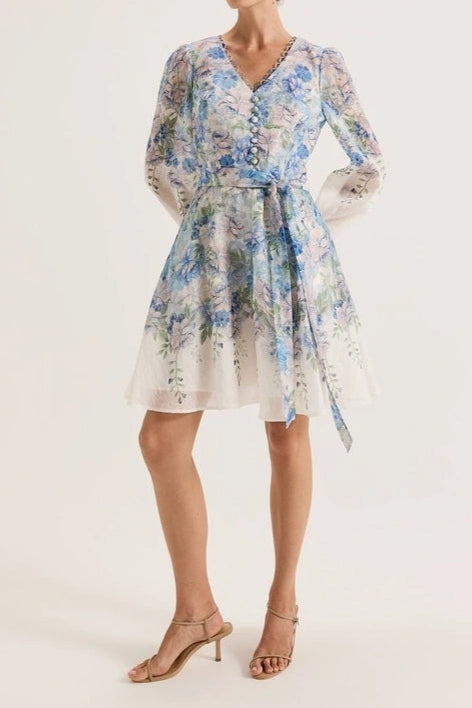 Flowering Girl Women Chelsea Floral print Mini Dress in Ivory