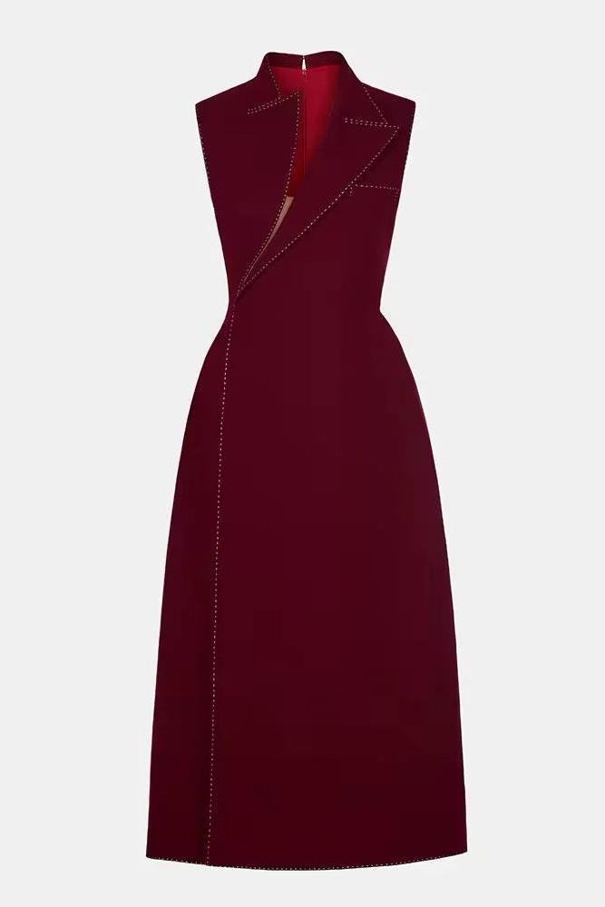 Flowering Girl Women asymmetric collar blazer midi dress in red