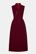 Flowering Girl Women asymmetric collar blazer midi dress in red