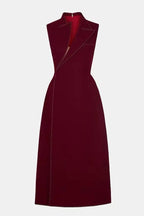 Flowering Girl Women asymmetric collar blazer midi dress in red