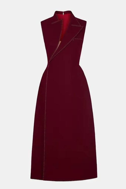 Flowering Girl Women asymmetric collar blazer midi dress in red