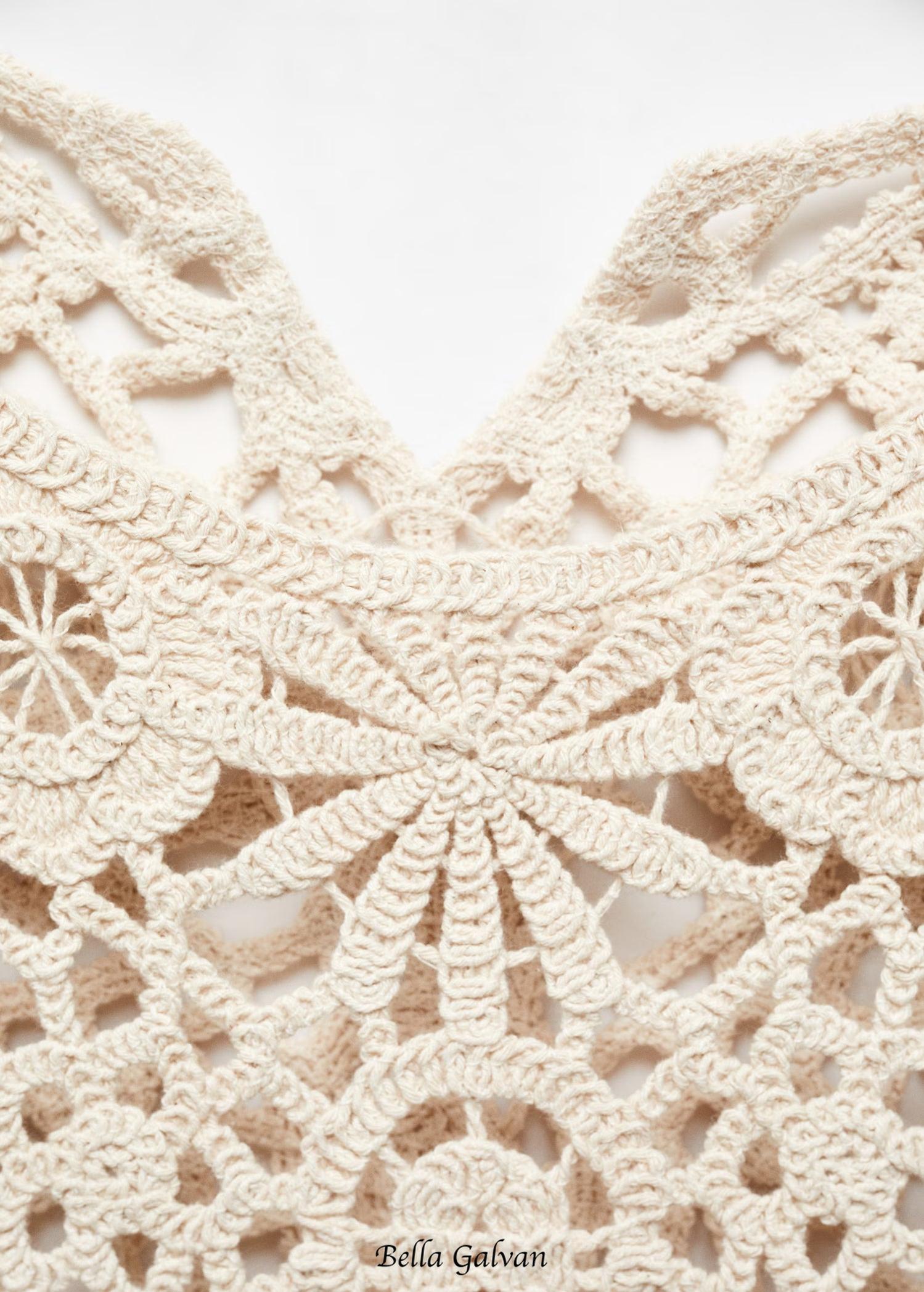 georgia cotton crochet midi dress in apricot
