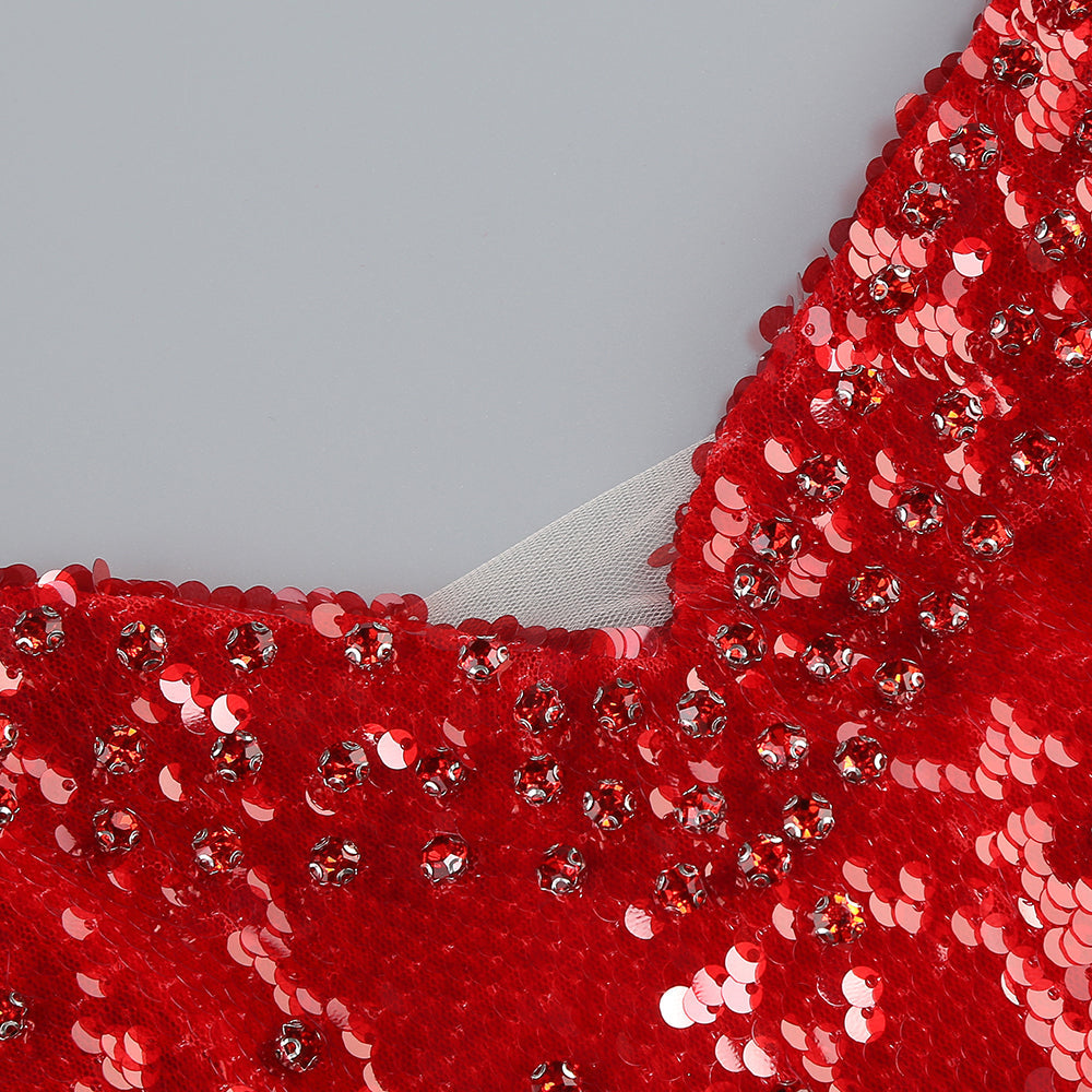 Flowering Girl Women Caitlin off-shoulder sequin midi dress in red