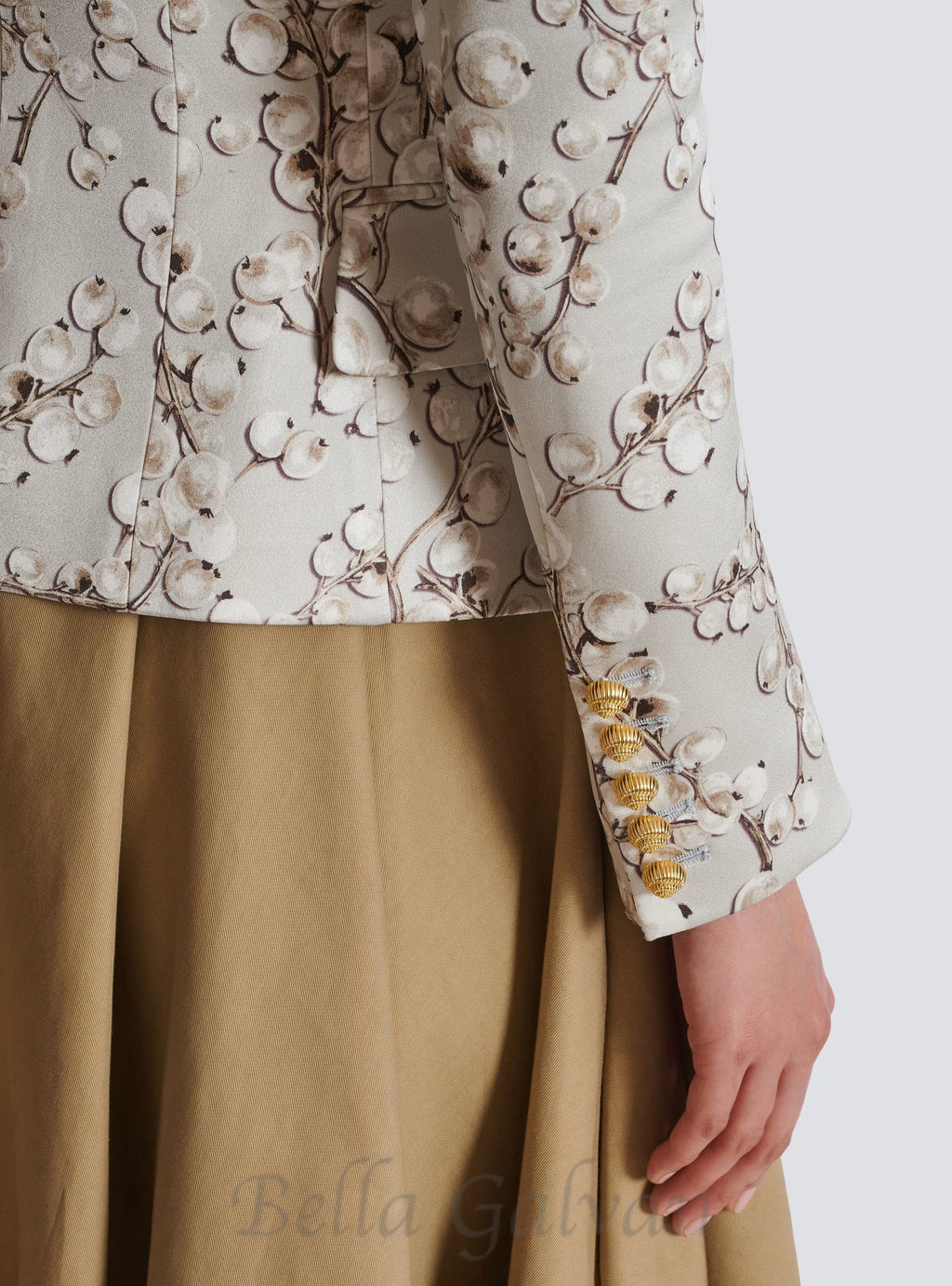 Flowering Girl Women 6-button satin jacket with Redcurrant print