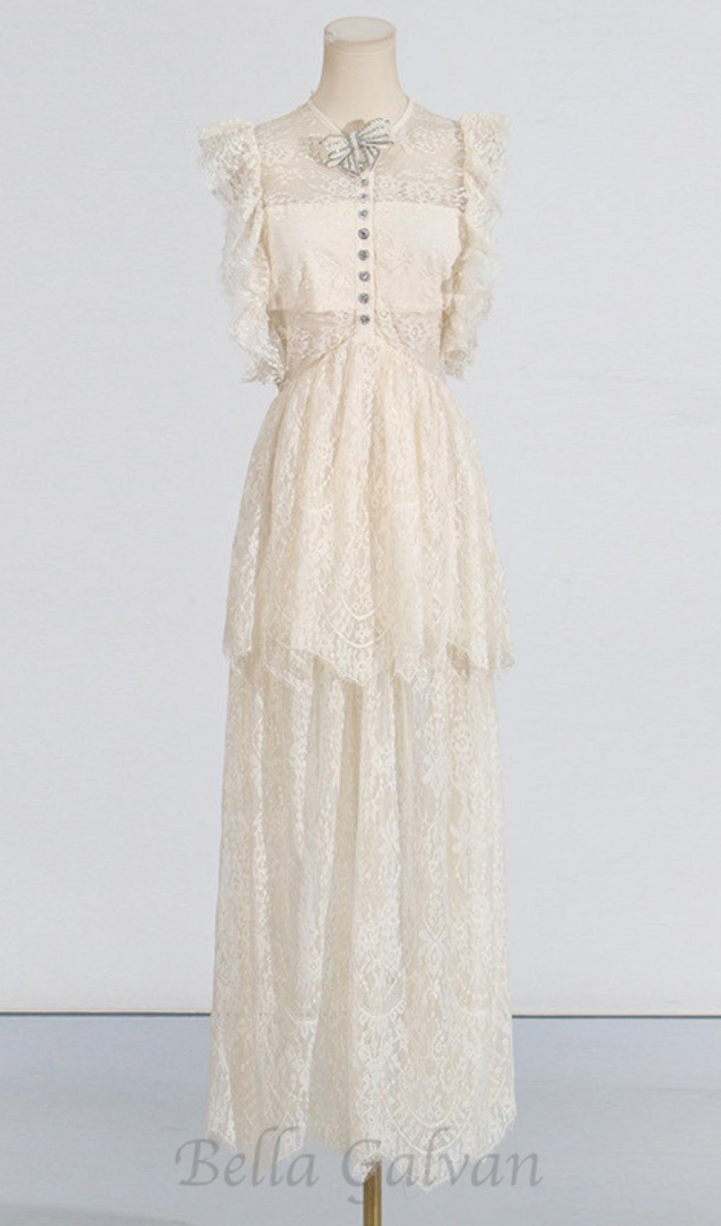 Flowering Girl Women Tiered Lace Maxi Dress