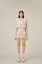 Flowering Girl Women Carlin patchwork Tweed Jacket in pink