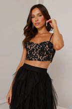Flowering Girl Women Lace Tulle Set in Black