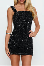 Flowering Girl Women Poppy Strapless Sequin Mini Dress In Black