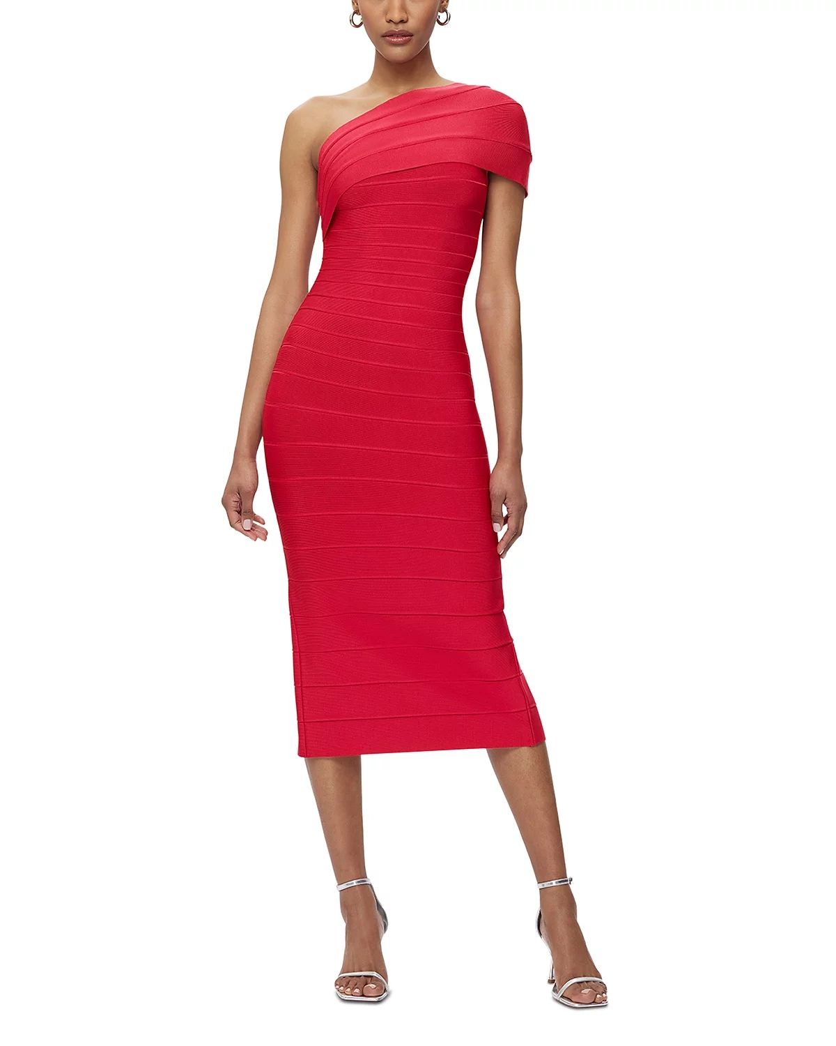 Flowering Girl Women Abigail one-shoulder bandage midi Dress in rio red