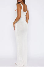 Flowering Girl Women Butterfly Blossom Sequin Knit Maxi Dress In White