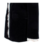 Flowering Girl Women lace-neck velvet blazer in black