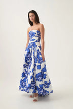 nancy Violette  Bubble Hem Maxi Dress in cobalt