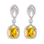 Flowering Girl Women Helen Cushion Cut Gemstone Sterling Silver Earrings