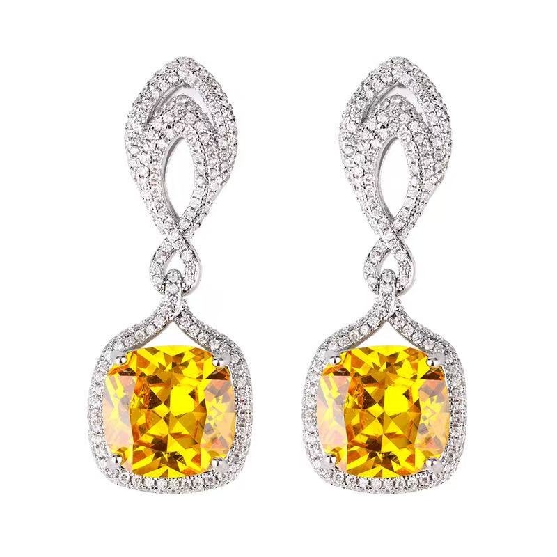 Flowering Girl Women Helen Cushion Cut Gemstone Sterling Silver Earrings