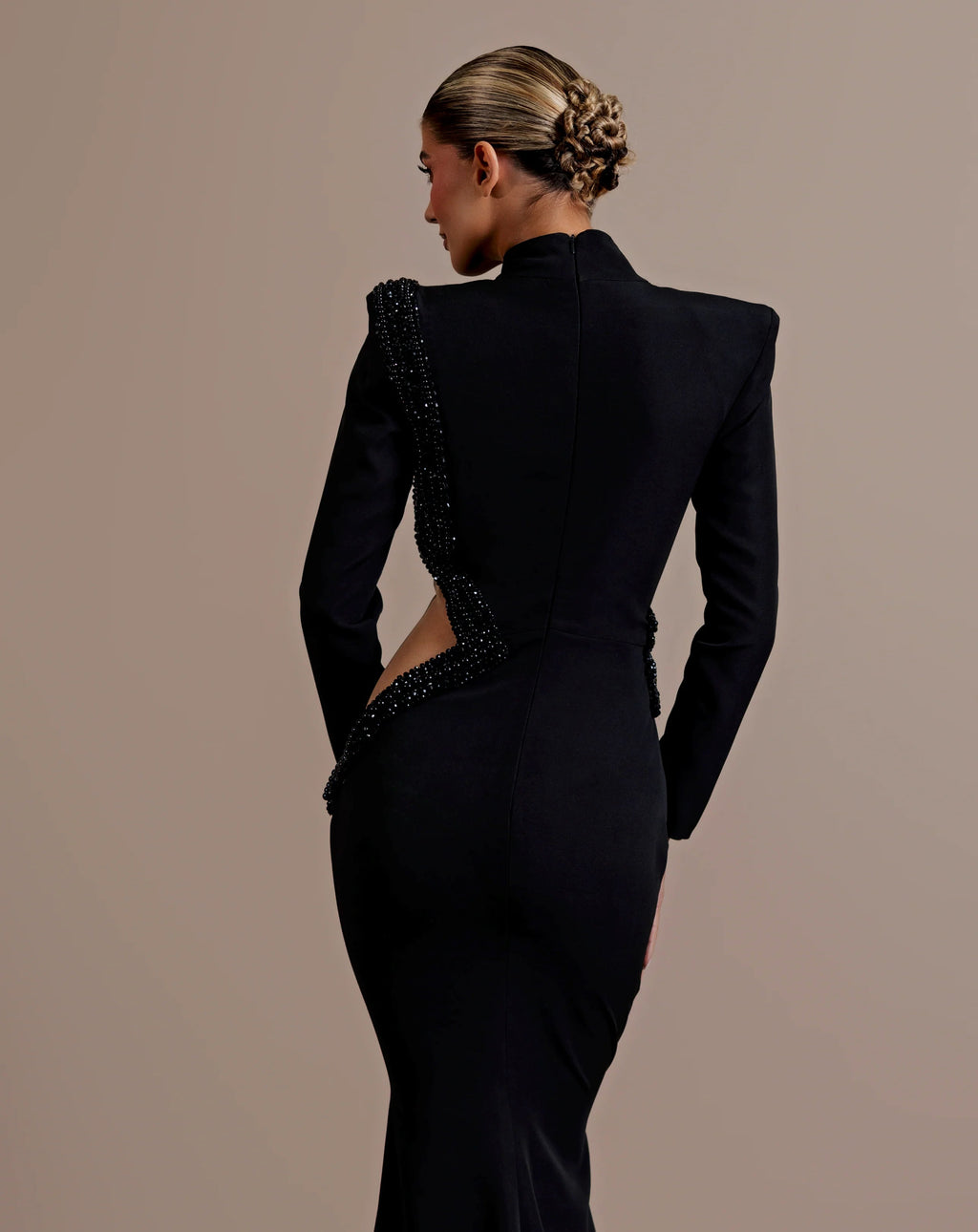 Flowering Girl Women angela cut out Diamond bandage bodycon maxi dress in black