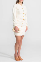 Tabitha Embellished Button Co-Ord Set – Ivoire