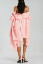 Pink Off Shoulder Mini Dress & Shorts Set