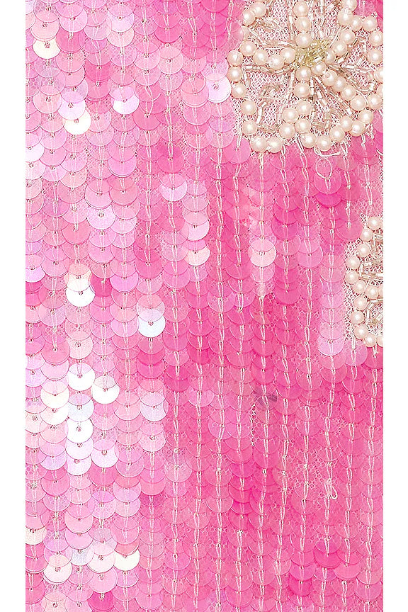 Priscilla Sequin Floral Mini Dress In Pink