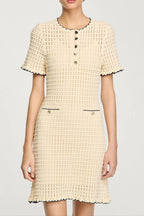 simona hollow knit Mini dress in apricot