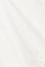 lace trim embroidery hollow midi dress in white