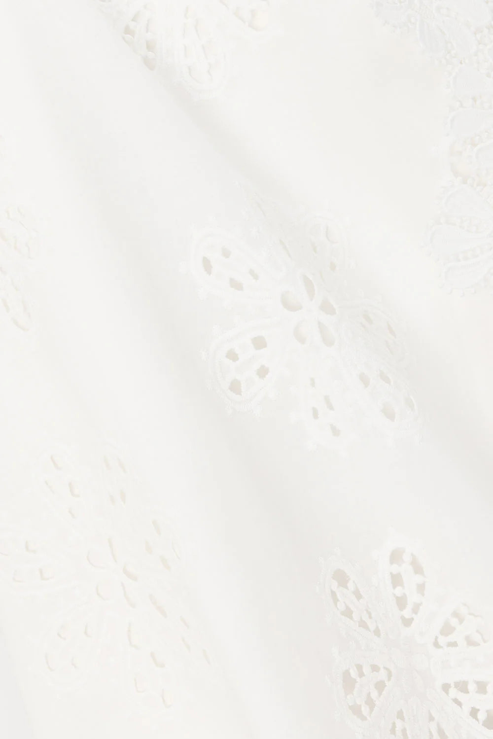 Flowering Girl Women Lace Trim Embroidery Hollow Midi Dress In White