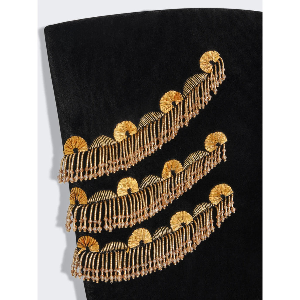 yuri Skeleton tassel embellished Bustier mini Dress in black