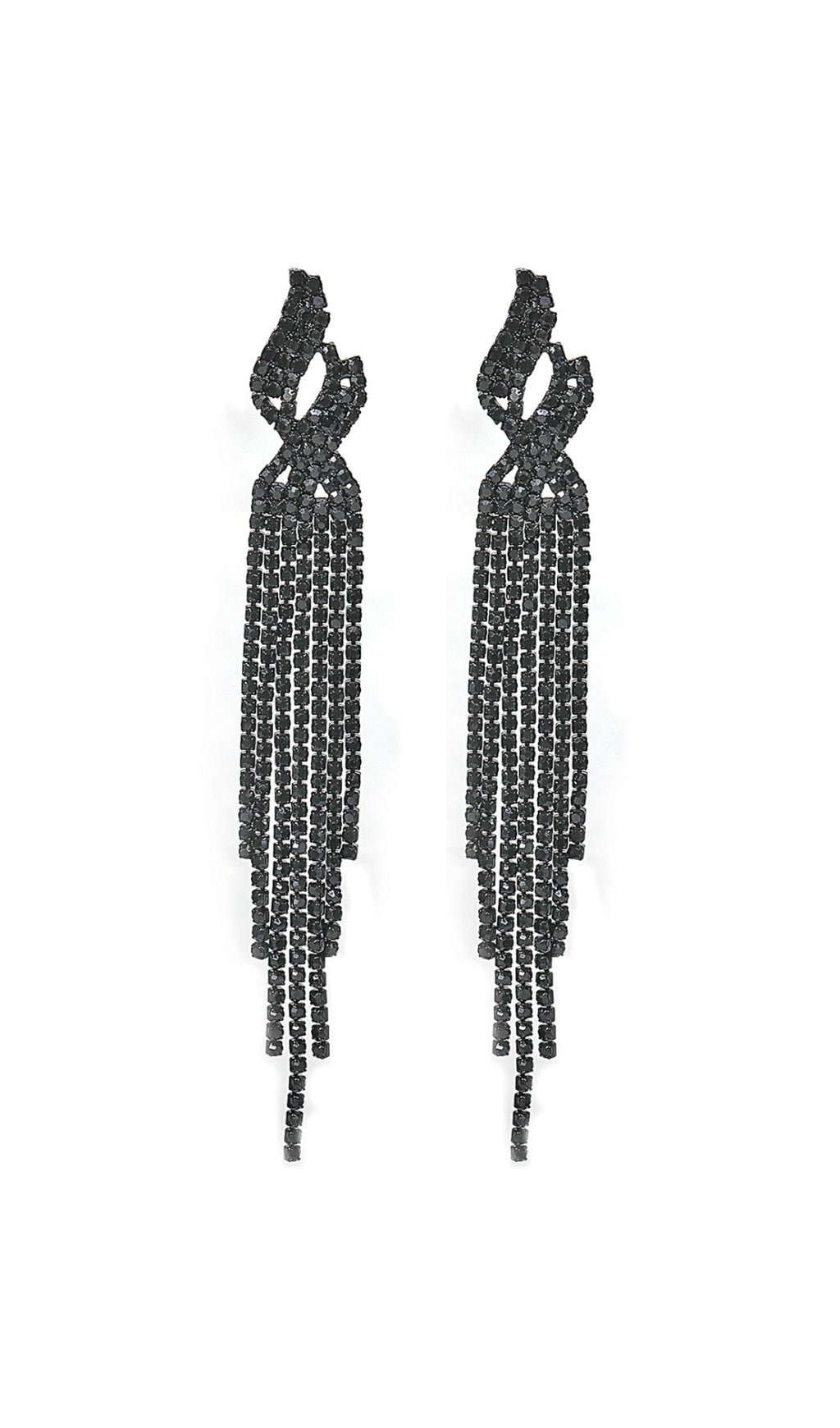 Flowering Girl Women Dunya Black Rhinestone Tassel Earrings