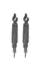 Flowering Girl Women Dunya Black Rhinestone Tassel Earrings