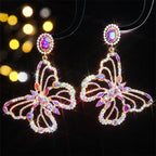 Flowering Girl Women Dong Rhinestone Butterfly Earrings