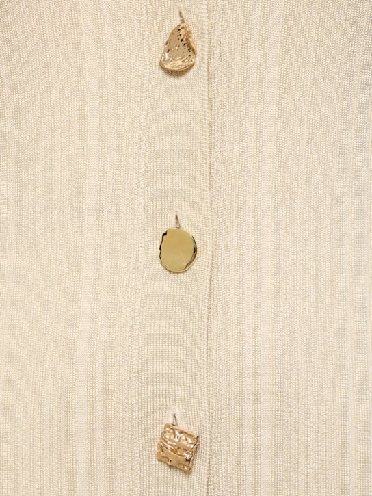 Flowering Girl Women Ribbed viscose lamé midi dress in beige